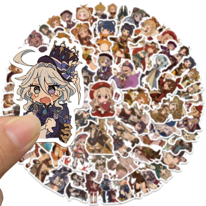 60pcs Cute Cartoon Game Genshin Impact Stickers Kids Anime Water Bottle Decals Luggage Laptop Guitar Phone Waterproof Graffiti