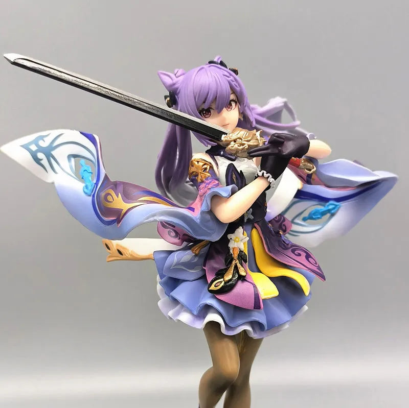 Genshin Impact Keqing Figure – 25cm PVC Anime Statue | Sword Swing Battle Pose Collectible