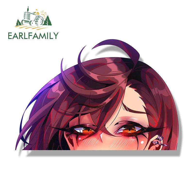 EARLFAMILY Ahegao Momo Ayase Fanart Car Sticker JDM Waifu Sketch Hot Anime Decal Chibi Big Head Graffiti Helmet Peeker Stickers