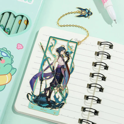 Genshin Impact Metal Bookmark – Elegant Anime Page Marker, Collectible Gift for Book Lovers & Fans