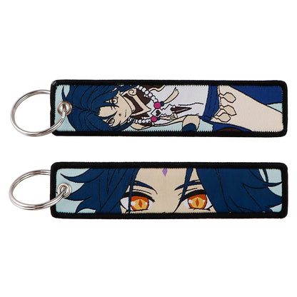 Genshin Impact Embroidered Keychain – Fashion Key Tag for Cars, Motorcycles, Bags & Backpacks, Key Ring