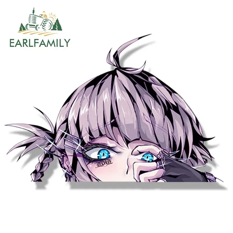 EARLFAMILY Punk Nazuna Nanakusa Fanart Car Sticker Anime Waifu Decal JDM Cartoon Peeker Girl Graffiti Stickers Car Wrap