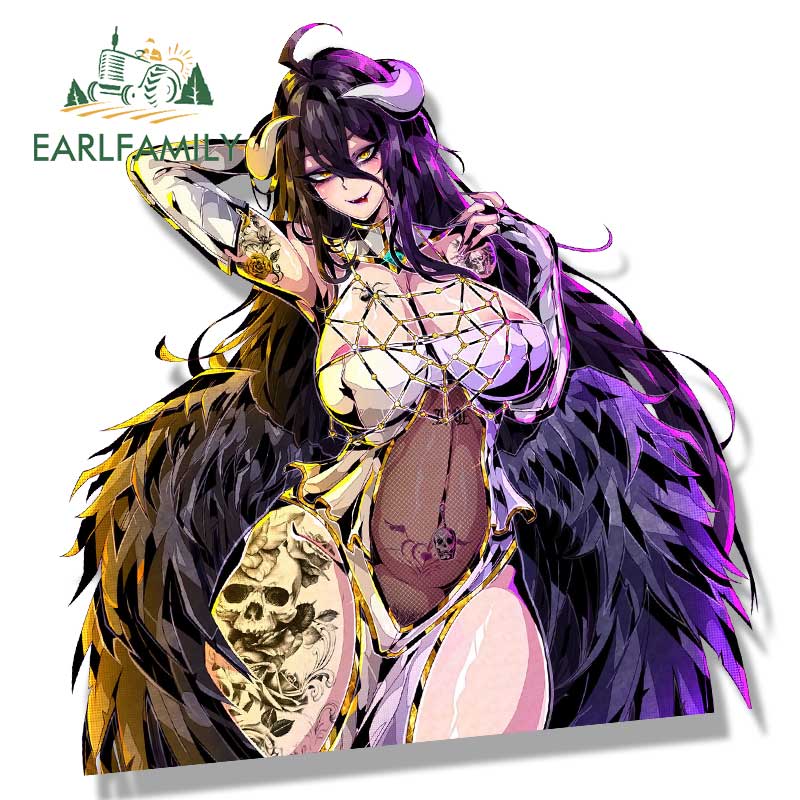 EARLFAMILY Ahegao Albedo Peek Car Sticker Anime Sketch Waifu Fanart Decal JDM Gothic Tattoo Girl Graffiti Stickers Car Wrap