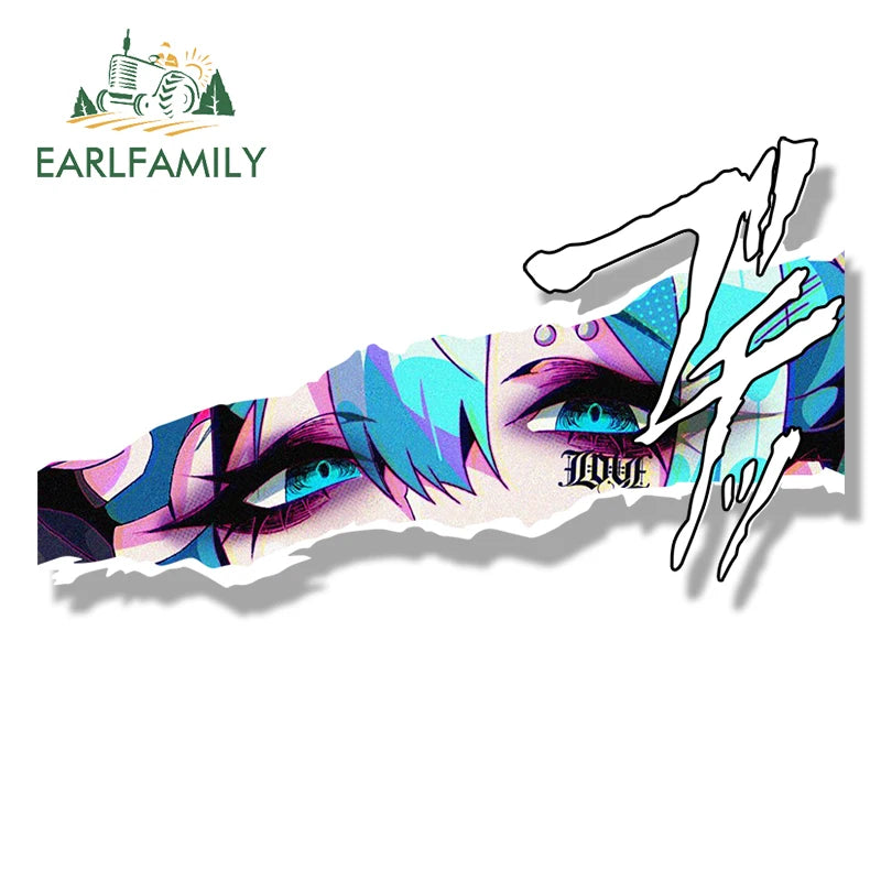 EARLFAMILY Punk Miku Fanart Car Sticker Waifu Chibi Big Head Vinyl Decal Car Styling JDM Peeker Racing Graffiti Slap Stickers