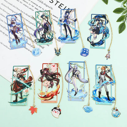 Genshin Impact Metal Bookmark – Elegant Anime Page Marker, Collectible Gift for Book Lovers & Fans