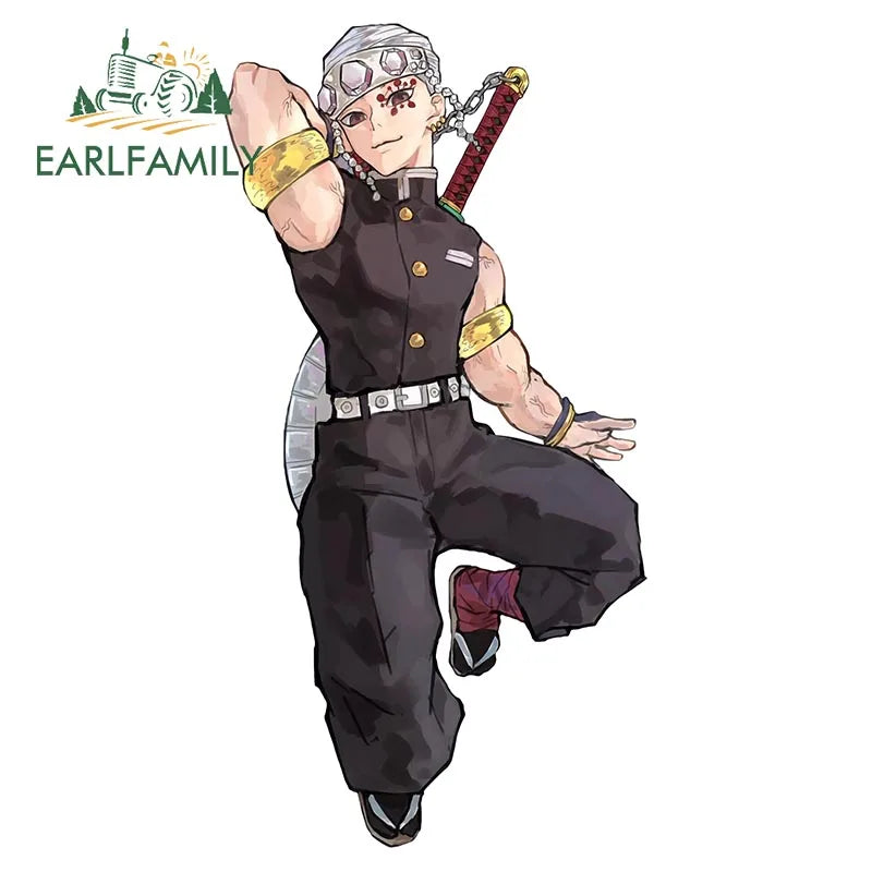 EARLFAMILY Ninja Uzui Tengen Car Sticker Anime Two Sword Style JDM Car Trunk Motorcycle Helmet Decal Vinyl Car Wrap