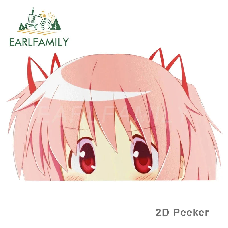 EARLFAMILY 13cm x 7.6cm Peek Girl Anime Big Head Vinyl Cartoon Peeker Car Sticker JDM Window Trunk Decal Car Accessories