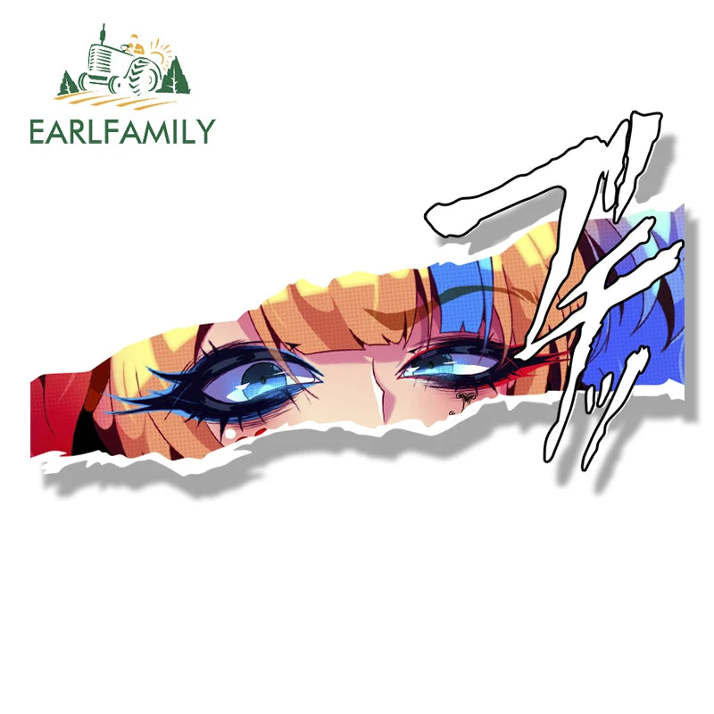 EARLFAMILY Tattoo Quinn Fanart Car Sticker Sucide Sqaud Isekai Chibi Big Head Waifu Decal Cartoon Peek Girl Slap Stickers