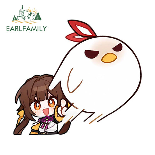 EARLFAMILY Chibi Sushang Peek Car Sticker Honkai Star Rail Waterproof Decal JDM Motorcycle Car Racing Graffiti Girl Stickers