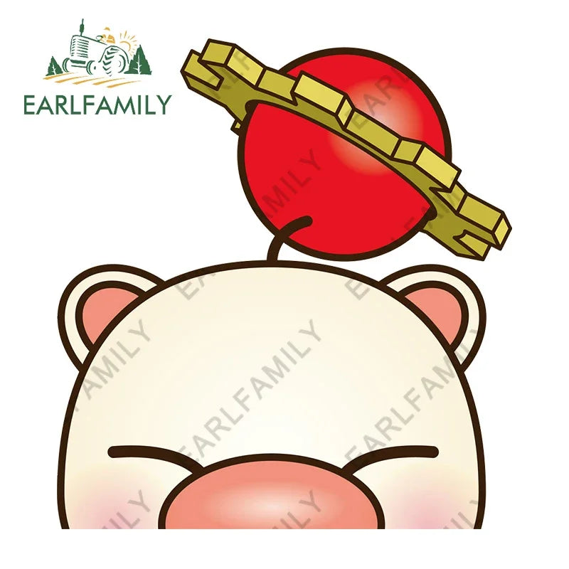 EARLFAMILY 13cm x 10cm Cartoon Moogle Peeker Car Sticker Mascot Chibi Big Head Decal Window Car Bumper Decoration