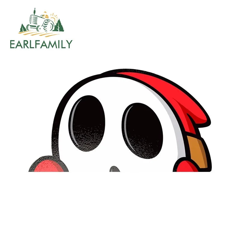 EARLFAMILY 13cm x 9cm Cartoon Shy Guy Peeker Car Sticker Chibi Big Head Decal JDM Window Car Bumper Graffiti Decoration