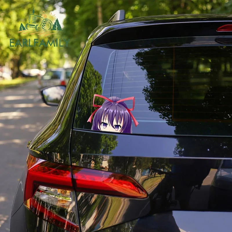 EARLFAMILY 13cm x 9cm Tohka Yatogami Peeker Car Sticker Anime Waifu Decal JDM Rear Windshield Car Trunk Stickers