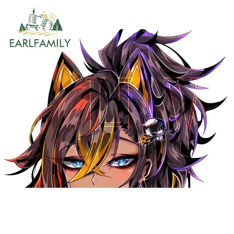 EARLFAMILY Street Tattoo Dehya Fanart Car Sticker Anime Genshin Impact Sketch Waifu Decal JDM Cartoon Peek Girl Graffiti Sticker