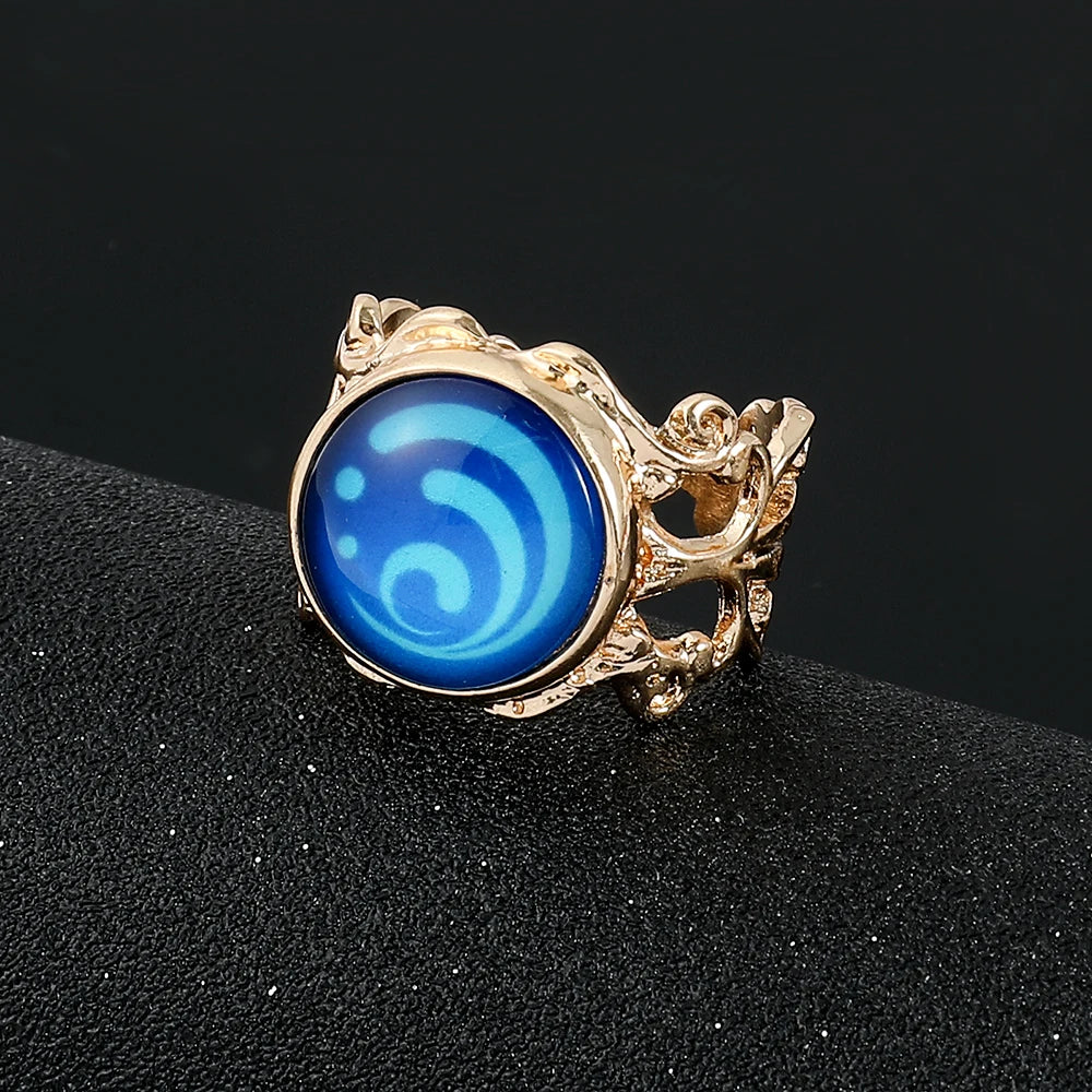 Genshin Impact Eye of God Adjustable Luminous Rings Elegant Vintage Style Jewelry Cosplay Props Clothing Accessories Fans Gifts