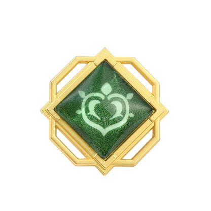 Genshin Impact Brooch – Luminous 7 Element Vision Badge, Metal Anime Pin Prop for Cosplay, Collectible & Gifts