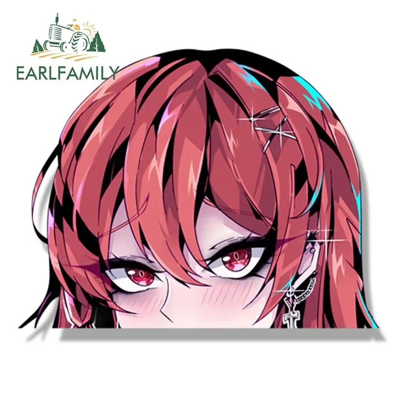 EARLFAMILY Punk Sakurasawa Sumi Fanart Car Sticker Anime Waifu Peeker Decal JDM Ahegao Girl Cartoon Graffiti Stickers