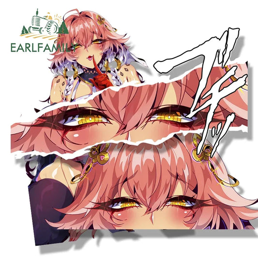 EARLFAMILY Ahegao Changli Fanart Car Sticker WutheringWaves NSFW Chibi Big Head Waifu Decal JDM Cartoon Peeker Gyaru Stickers