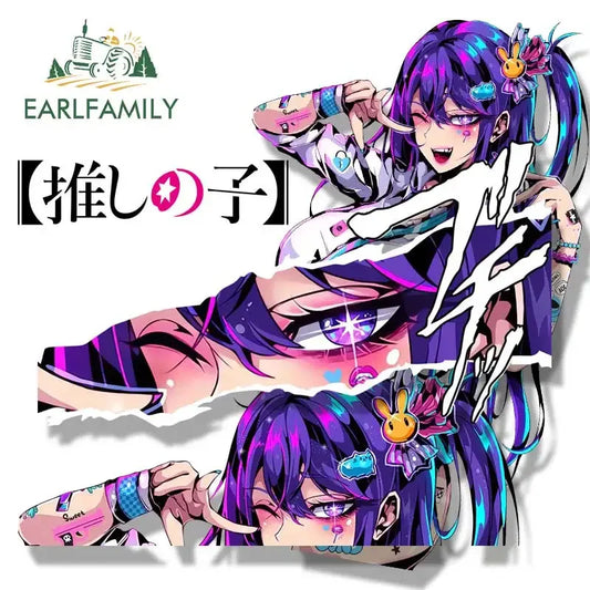 EARLFAMILY JK Uniform Ai Hoshino Fanart Car Sticker Anime Sketch Waifu Decal JDM Cartoon Peek Girl Graffiti Stickers Car Wrap