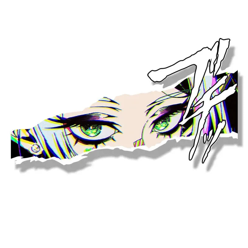 Frieren Gothic Punk Car Sticker – Anime Waifu Fanart Big Head Decal | JDM Peek Cartoon All Out Attack Sticker