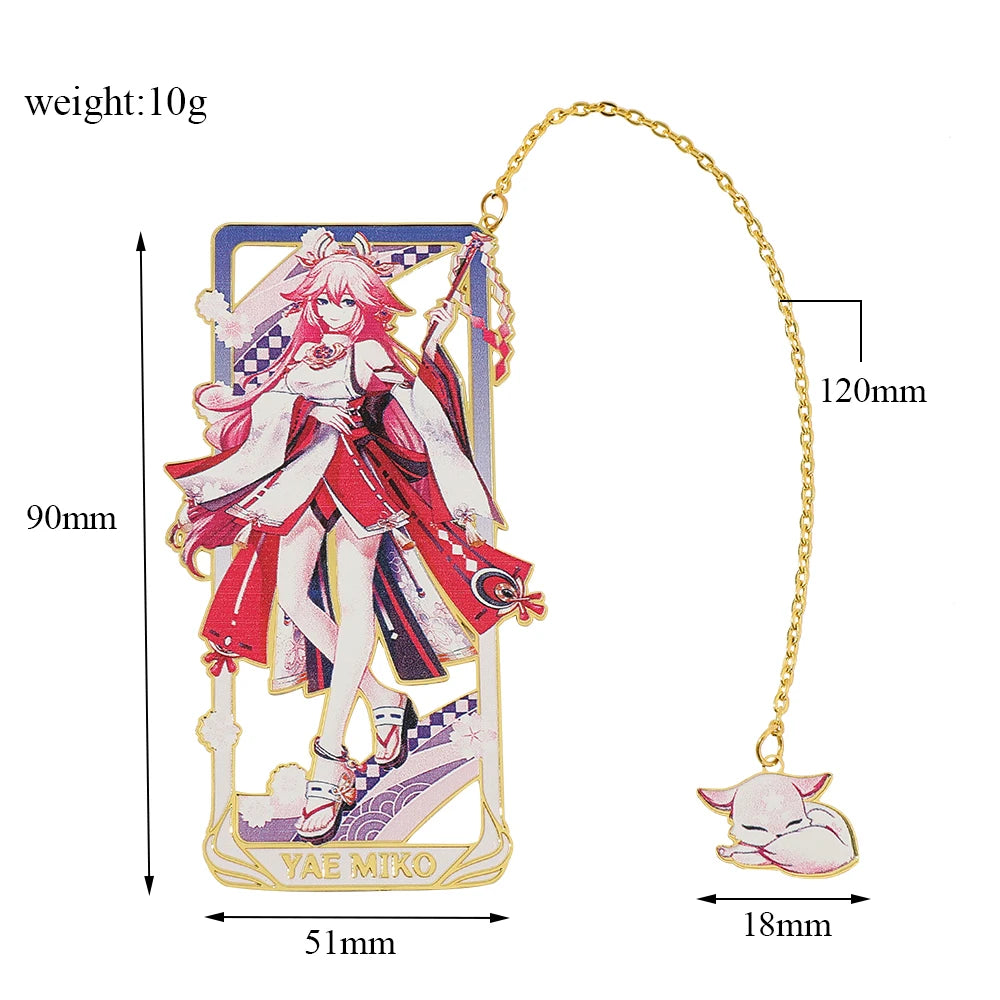 26 Styles Delicate Genshin Impacts Figure Creative Metal Bookmarks for Books Lover Gifts Game Fans Collection for Friends