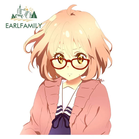 EARLFAMILY Beyond the Boundary Car Sticker Kawaii Girl Kuriyama Mirai JDM Luggage Laptop Waifu Decal Cartoon Car Accessories