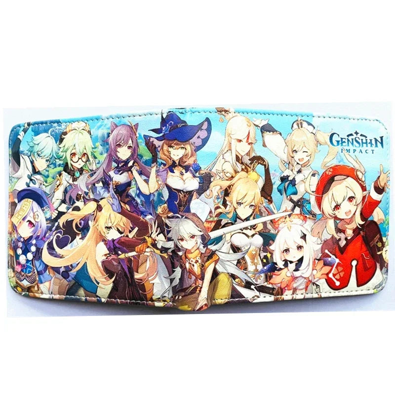 Anime Figures New Arrival Game Genshin Impact PU Wallet for Boys and Girls Short Purse Whit Credit Card Holder