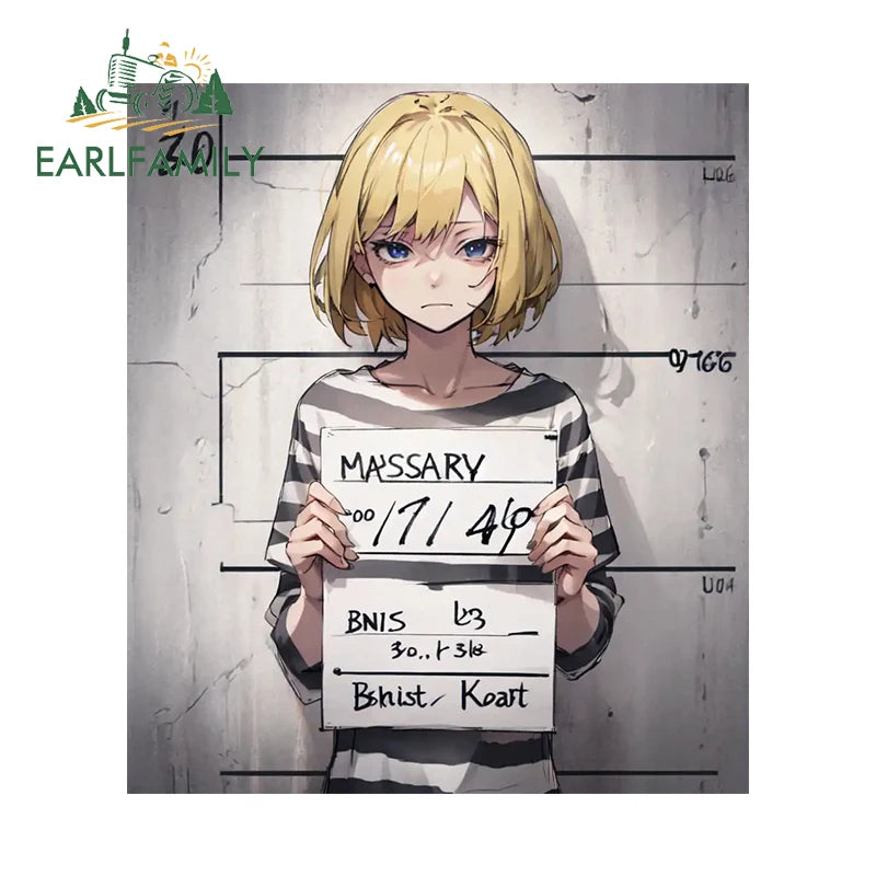 EARLFAMILY 13cm x 9.6cm Female Prisoner Car Sticker Anime Punishment 10 Saotome Romu Prison Decal Funny Car Styling