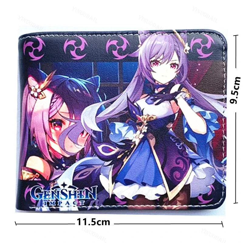 Anime Figures New Arrival Game Genshin Impact PU Wallet for Boys and Girls Short Purse Whit Credit Card Holder