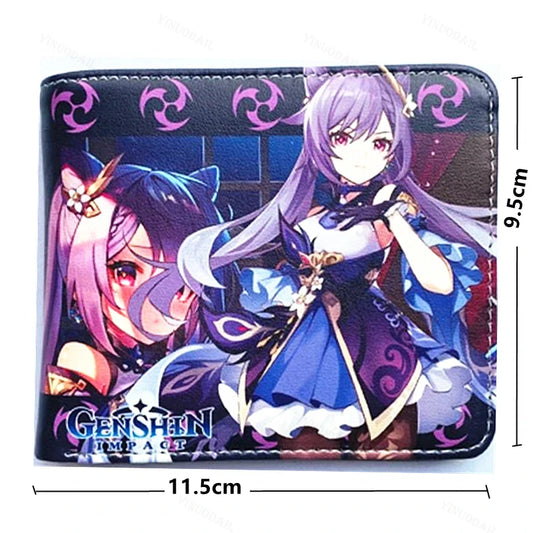 Anime Figures New Arrival Game Genshin Impact PU Wallet for Boys and Girls Short Purse Whit Credit Card Holder