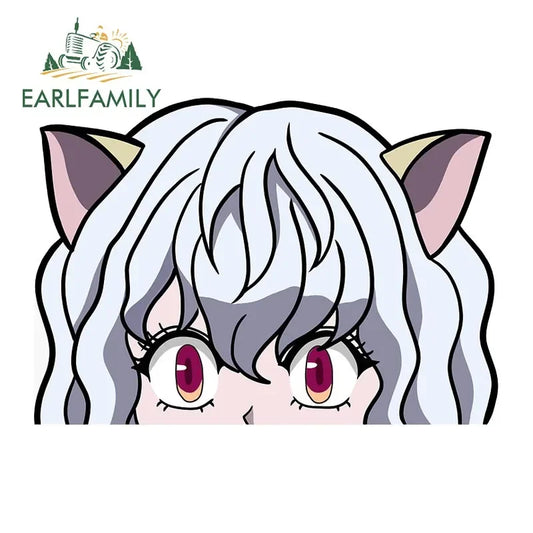 EARLFAMILY 13cm x 9cm Evil Cat Neferpitou Peek Car Sticker Anime Decal JDM Wang Zhi Belong To Guard Stickers Car Accessories