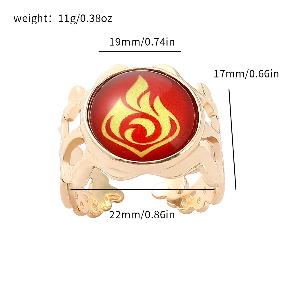 Genshin Impact Eye of God Adjustable Luminous Rings Elegant Vintage Style Jewelry Cosplay Props Clothing Accessories Fans Gifts
